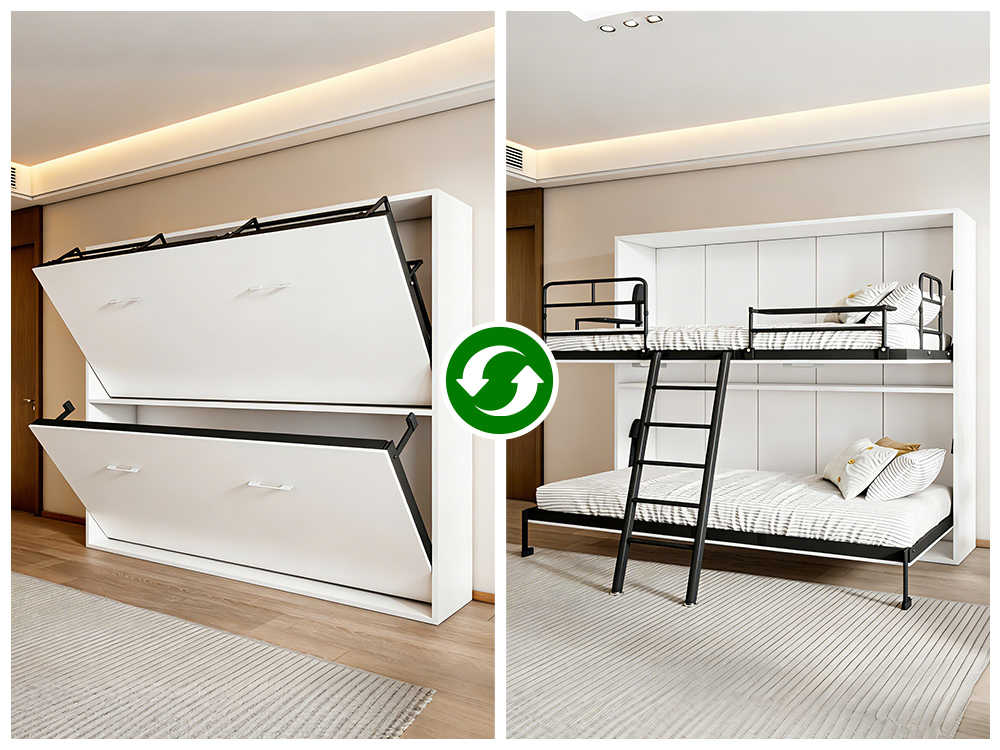 Customizable Bunk Murphy Bed Wall Bed System Horizontal Folding