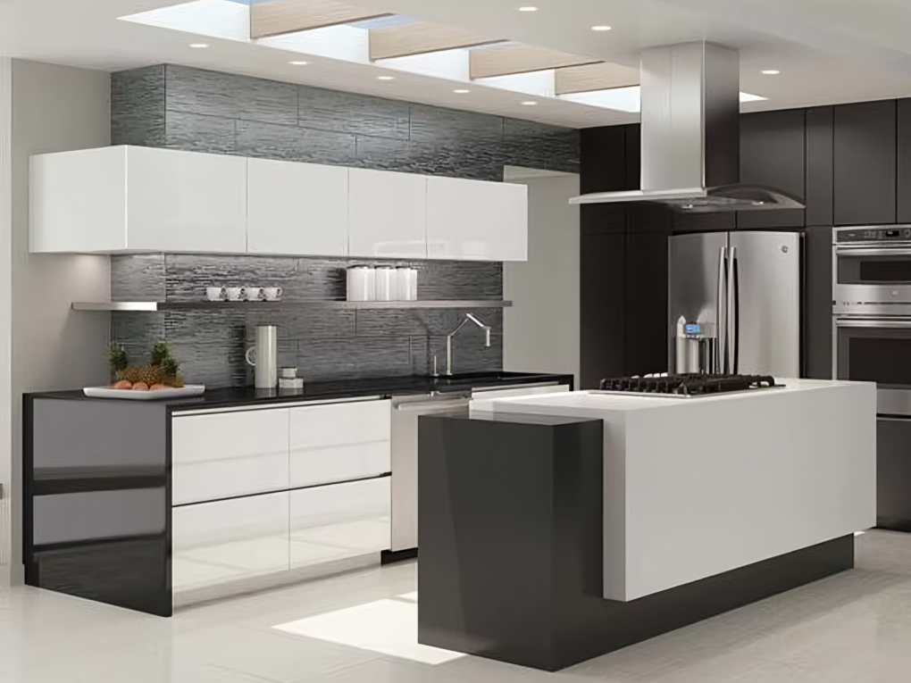 Smart Integrated Kitchen Cabinet Custom Smart Kitchen System with Hidden Lift Range Hood & Built-in Steam Oven